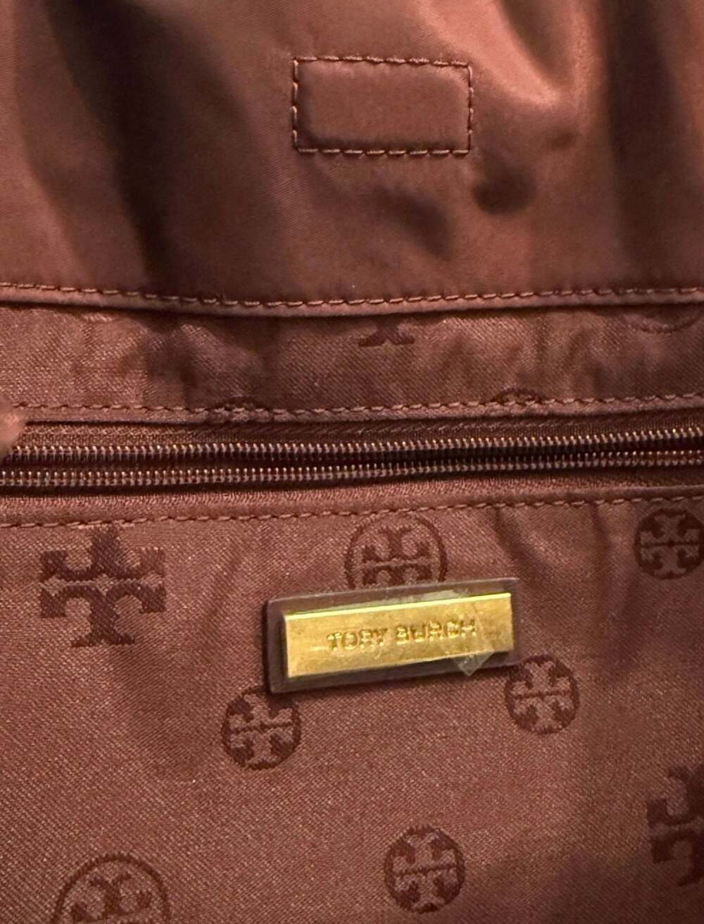 Tory Burch Large Ella Tote Bag in Maroon Nylon and Leather Trim - Picture 3 of 5